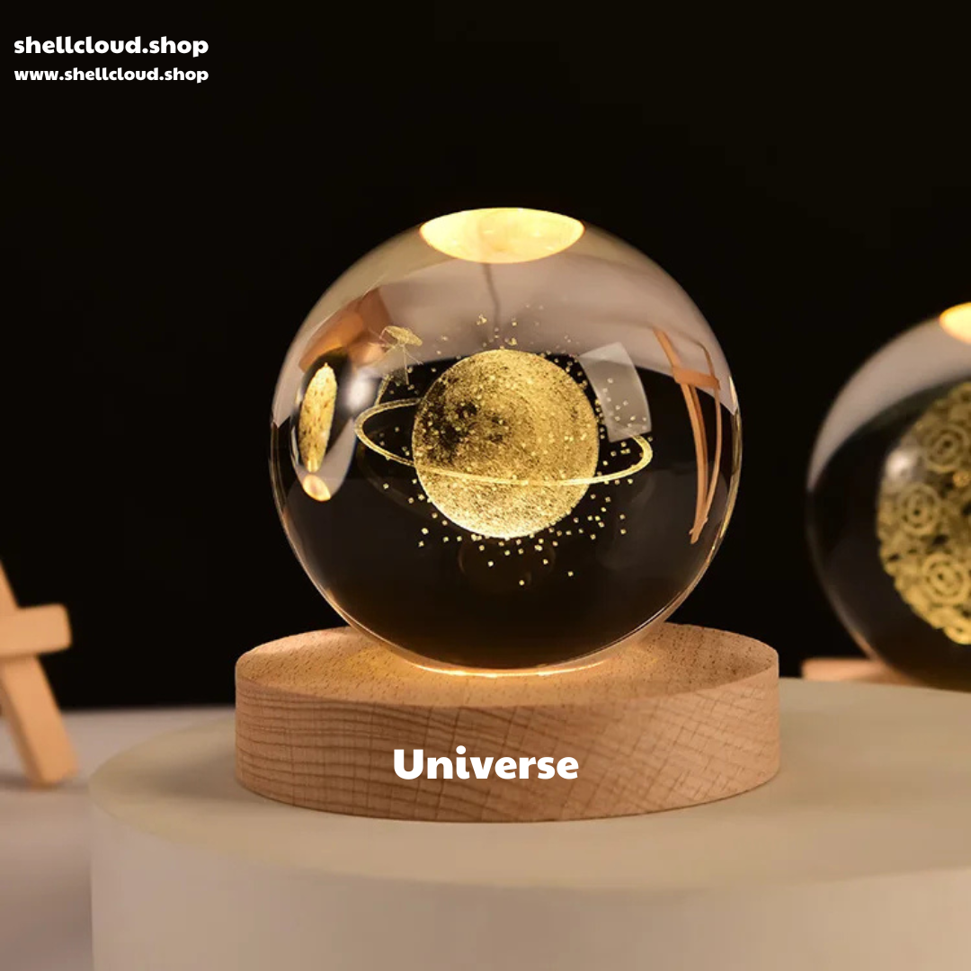 3D Crystal Ball LED Night Light Solar System Globe