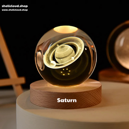 3D Crystal Ball LED Night Light Solar System Globe