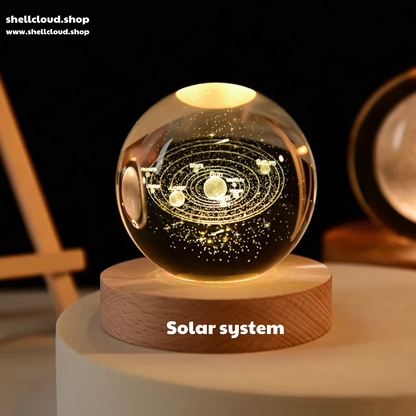 3D Crystal Ball LED Night Light Solar System Globe