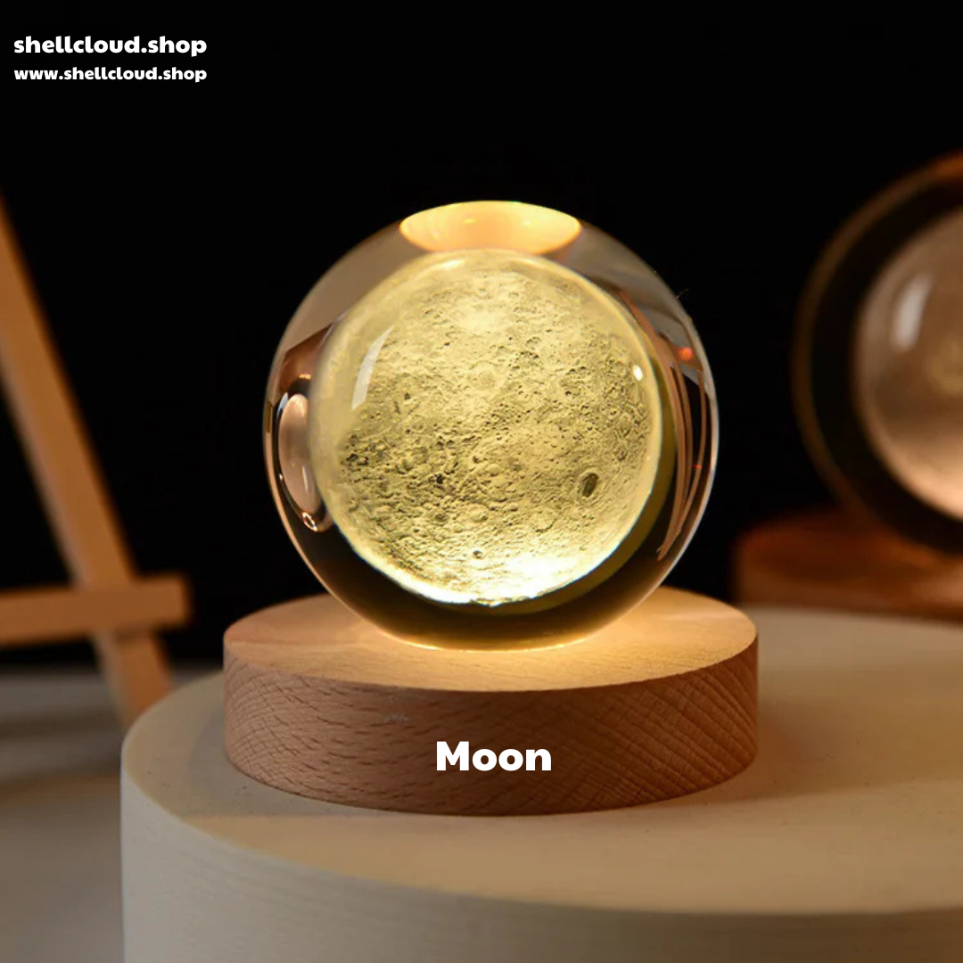 3D Crystal Ball LED Night Light Solar System Globe