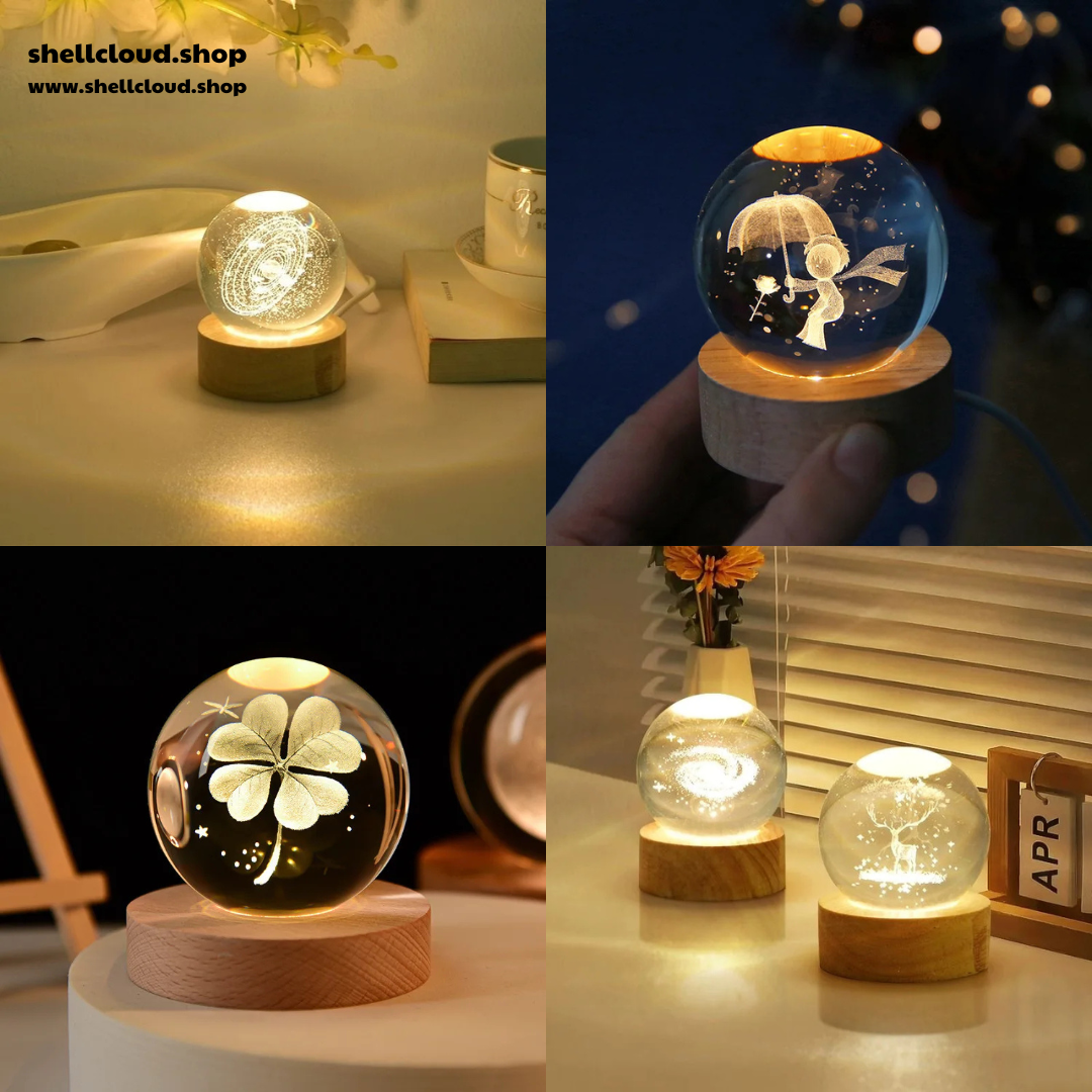 3D Crystal Ball LED Night Light Solar System Globe