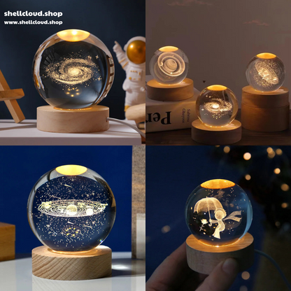 3D Crystal Ball LED Night Light Solar System Globe