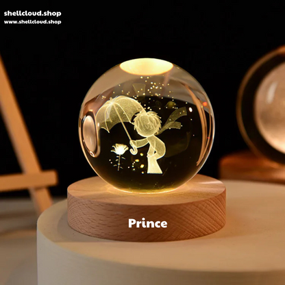 3D Crystal Ball LED Night Light Solar System Globe