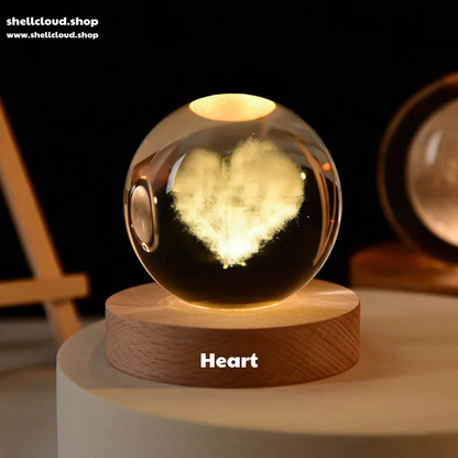 3D Crystal Ball LED Night Light Solar System Globe