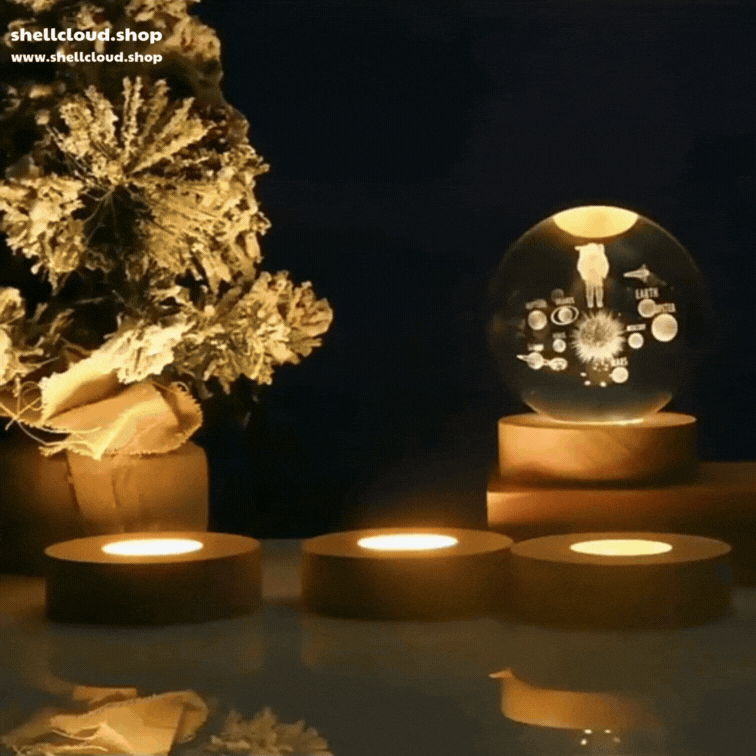 3D Crystal Ball LED Night Light Solar System Globe